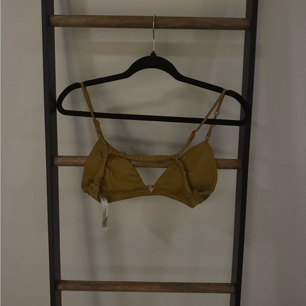 Tan and brown floral embroidered bralette #festivalvibes #mustard-yellow